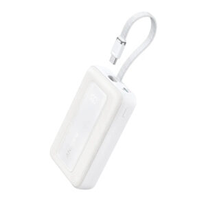 White Anker Zolo A1688H21 10,000mAh 30W power bank with built-in USB-C cable