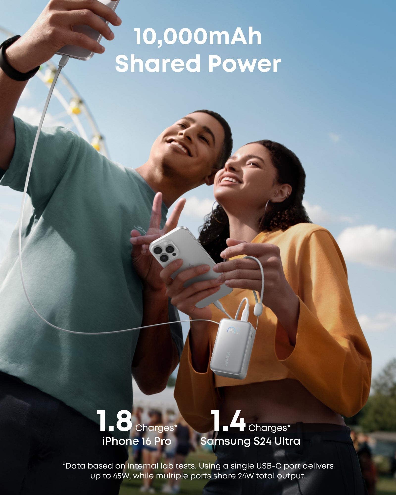Anker Nano Power Bank 10K 45W Retractable USB-C – White (A1638H21)
