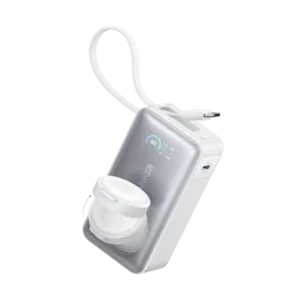 Anker MagGo A1657H21 white 10000mAh power bank with built-in USB-C cable and Apple Watch charger