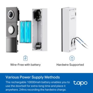 TP-Link Tapo D235 Video Doorbell Camera - battery and wired power illustration
