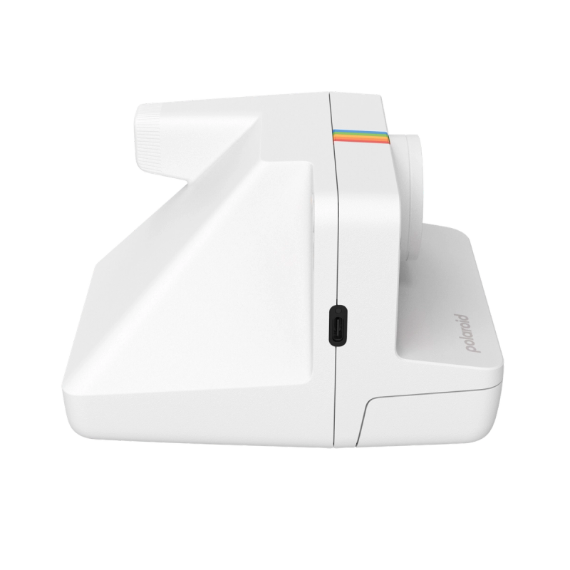 Polaroid Now+ Generation 3 White instant camera, side view