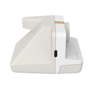 Polaroid Now Generation 3 Pebble White instant camera, side view