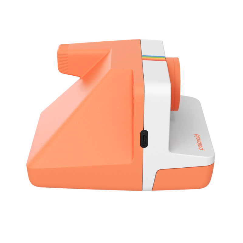 Polaroid Now Generation 3 Coral instant camera, side view