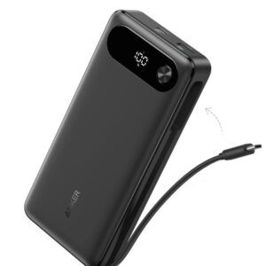 Anker 20,000mAh 87W Power Bank - Black - power bank with built-in cable