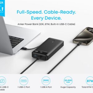 Anker 20,000mAh 87W Power Bank - Black - multi-device charging illustration