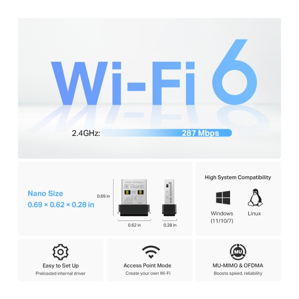 TP-Link Archer TX1U Nano AX300 WiFi 6 USB Adapter - detail view 4