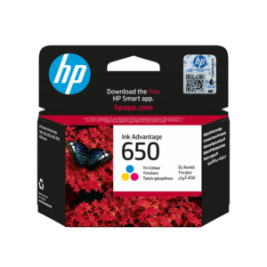 HP 650 Tri-colour Ink Cartridge CZ102AE, retail packaging