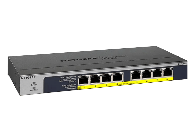 NETGEAR GS108PP 8-Port POE/POE+ GIGABIT UNMANAGED Switch product view