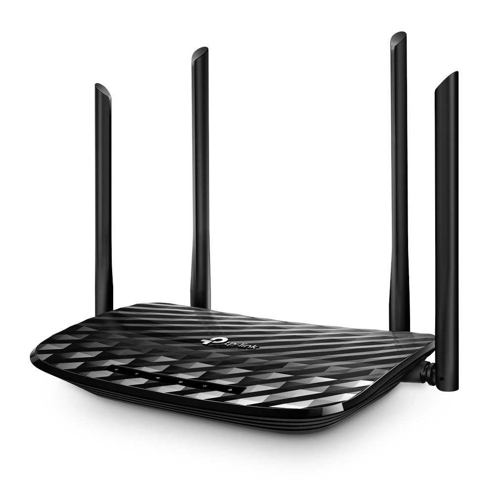 TP-Link Archer C6 black dual band gigabit router with four antennas