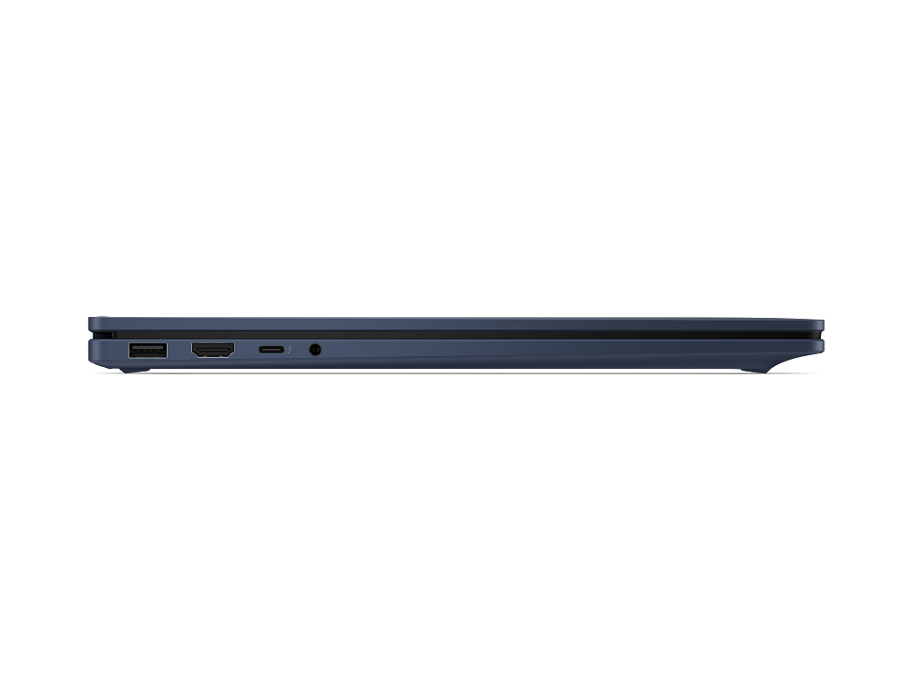 HP OmniBook X Flip 16-cb0014nia closed side view showing USB, HDMI and audio connections