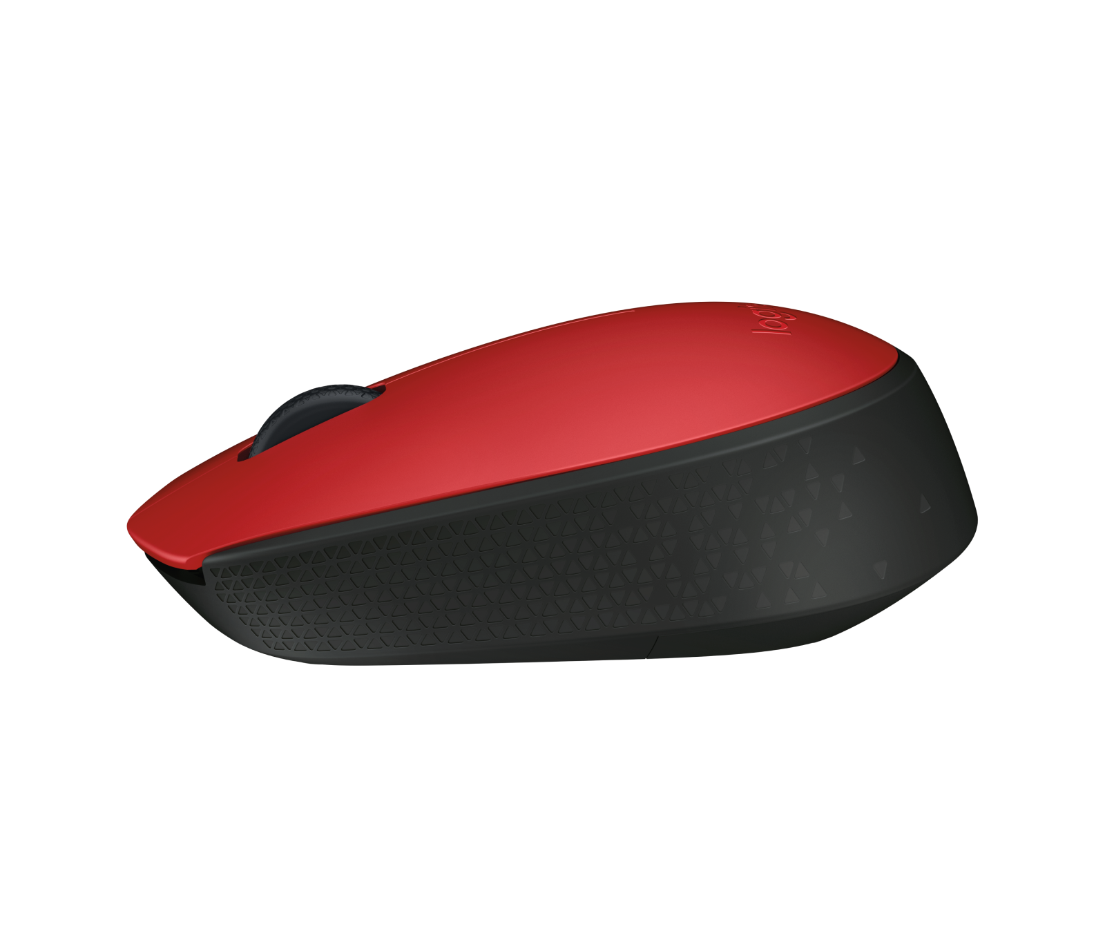 Logitech M171 red mouse - side view