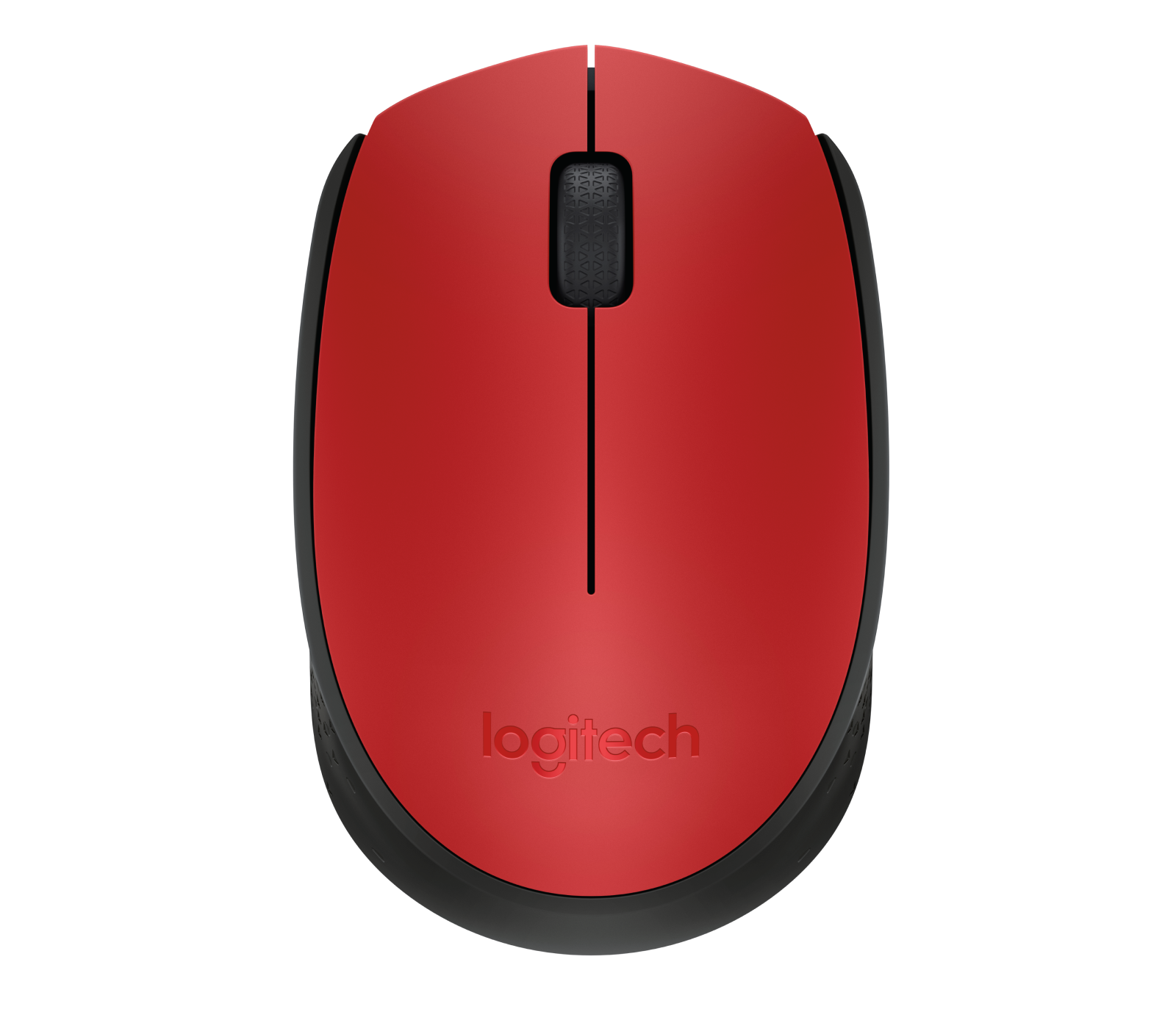 Logitech M171 red mouse - top view